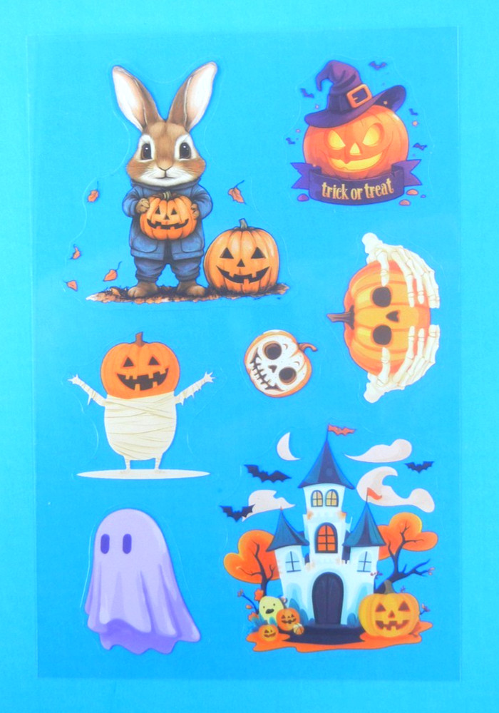Halloween Clear Decal Sticker Sheet Style 7 Jack o Lanterns