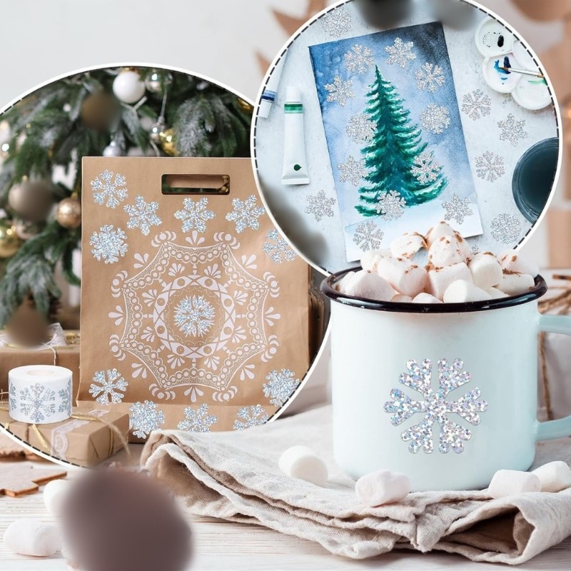 500Pcs Snow Decorative Labels Tear Resistant Backing For Party Decorations
