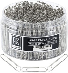 Kempshott 250 Large Paper Clips Smooth, Jumbo Paper Clips for Paperwork Ideal…
