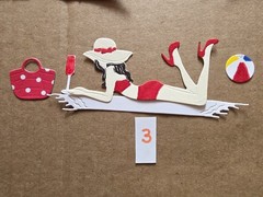 Summer Beach Girl On Towel With Bag & Drink Cardstock Card See Pics #1-3