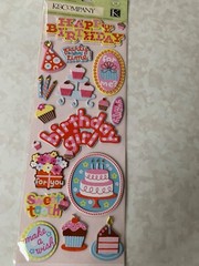 K&COMPANY CHIPBOARD ADHESIVE SWEETIE BIRTHDAY 19PCS