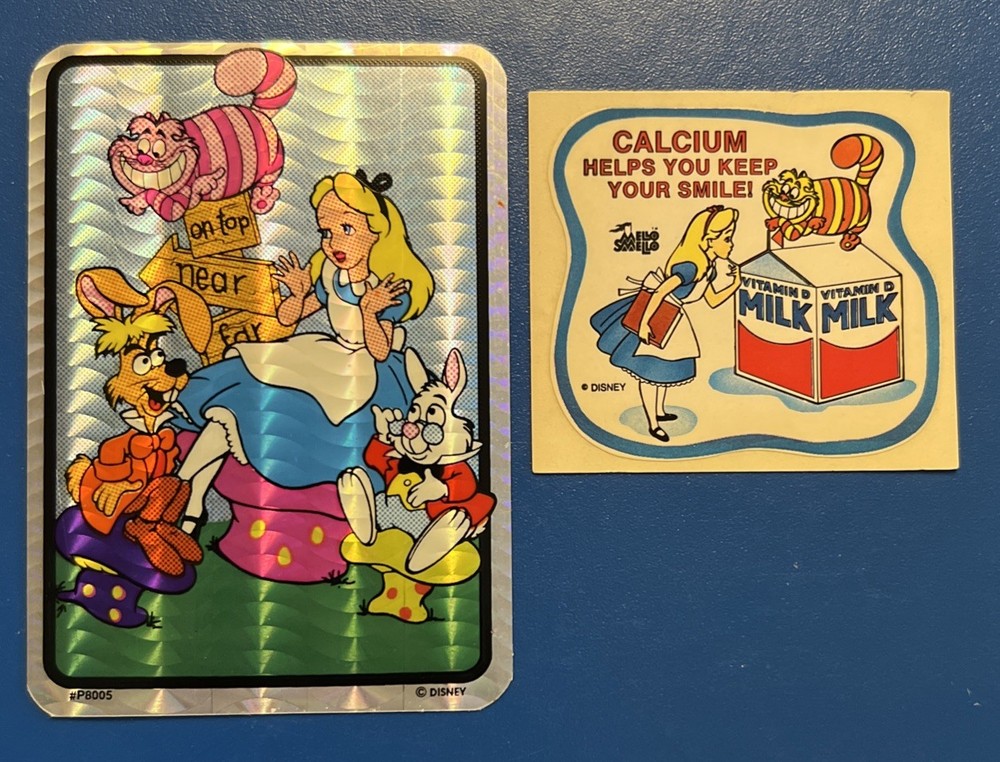 Vintage 80s Stickers Alice In Wonderland Rare Lot Of 2