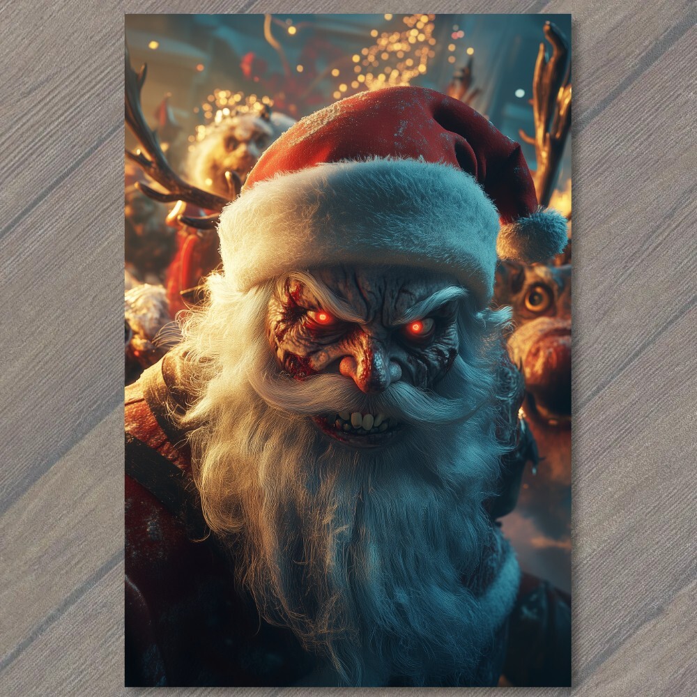 STICKER Scary Santa Claus Evil Grin Red Eyes Christmas Horror Holiday Crazy