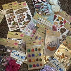 Lot Of 25 Pack Pop Up Fluffy Scrapbooking 3D Fabric Stickers Rub-On Variety