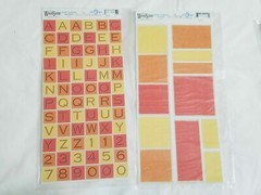 NEW Lot 8 Pkgs Woodstone Alphabet Tile Stickers Blue Green Orange Yellow -F