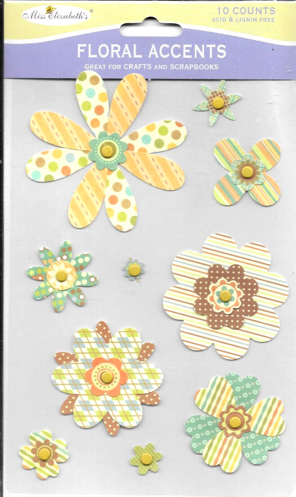 Flowers Patterned Accents Orange Green Brown Blue Tan Miss Elizabeth’s Die-cuts