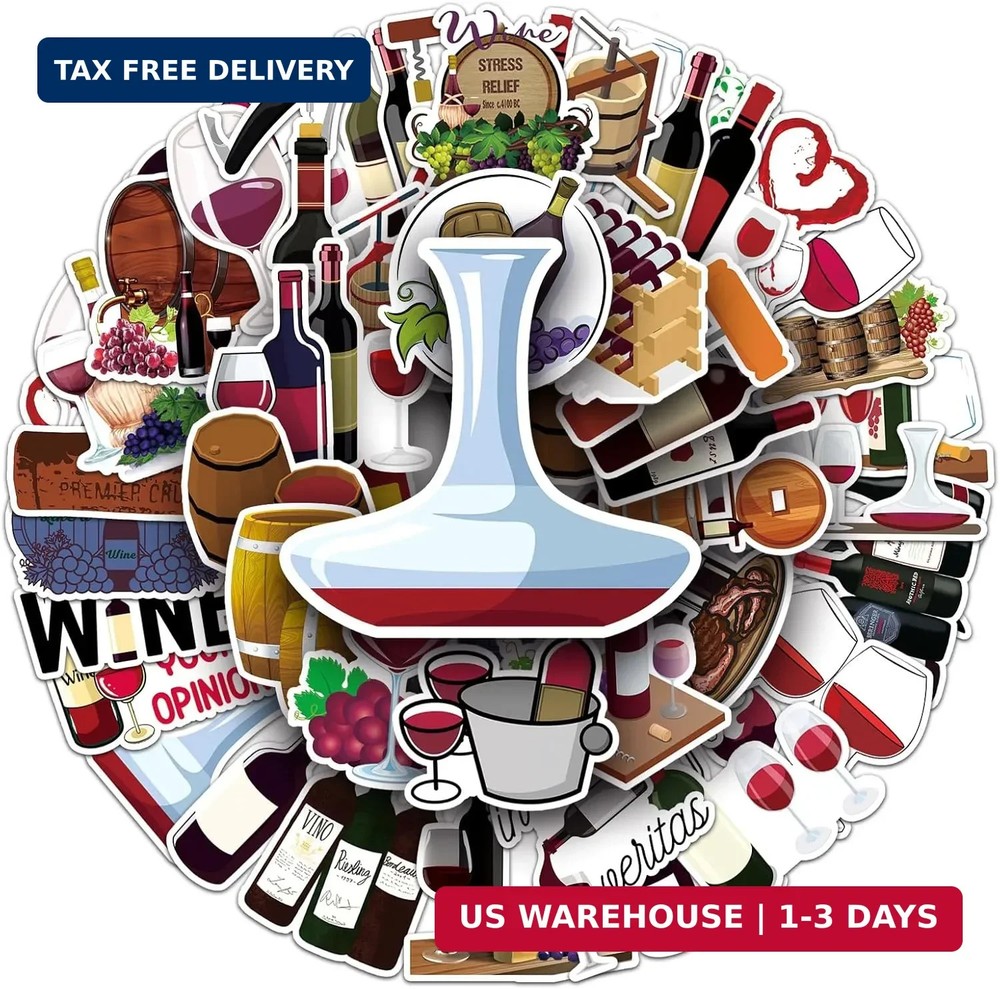50 Pcs Wine Stickers, Exquisite Drink Decorative Stickers, Easy to Tear & Stick