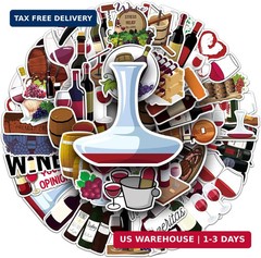50 Pcs Wine Stickers, Exquisite Drink Decorative Stickers, Easy to Tear & Stick