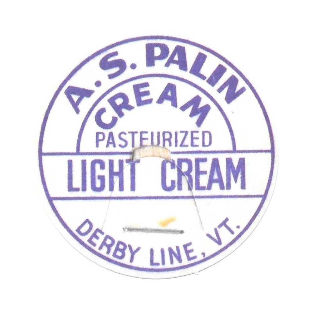 A.S. Palin Cream Paper Sticker Decal Vintage Dairy Milk Bottle Cap VT Gift