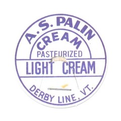 A.S. Palin Cream Paper Sticker Decal Vintage Dairy Milk Bottle Cap VT Gift