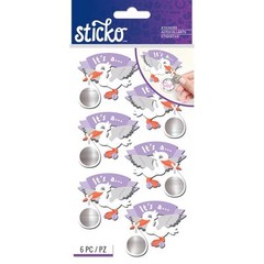 Scrapbooking Crafts Stickers Sticko Stork Baby Announcement Girl Scratch Off