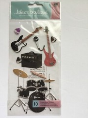 Jolees Boutique ROCK and ROLL scrapbook Stickers Guitar Drums Microphone Band