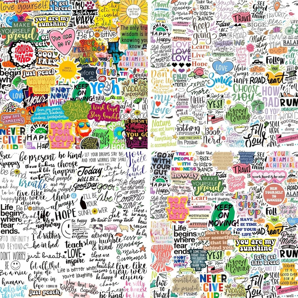 300Pcs Positive Motivational Vinyl Stickers for Water Bottles Laptop DIY
