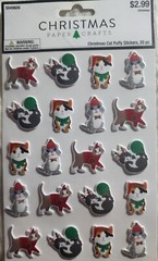 Christmas Cat Puffy Stickers. 20 pieces. Christmas Paper Crafts.