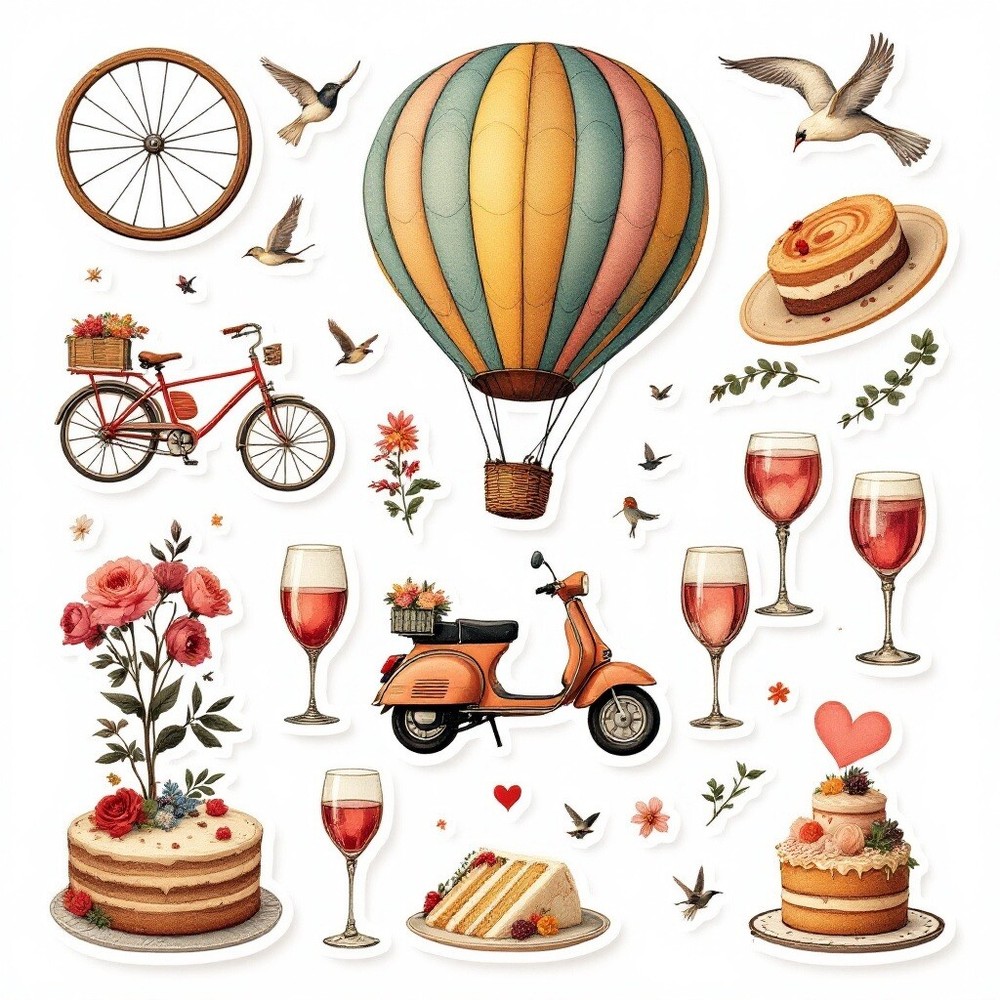 Cardstock Die Cut Embellishments Traveling Hot Air Balloon (18) Cut Outs 3 Inch