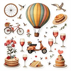 Cardstock Die Cut Embellishments Traveling Hot Air Balloon (18) Cut Outs 3 Inch
