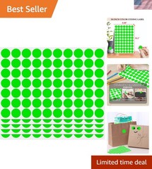 0.75 Inch Round Fluorescent Green Dot Stickers – 1050 Pack for Easy Organization