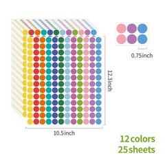 4200 PCS 0.75 Inch 12 Colors Round Colored Dot Stickers for Student Teaching …