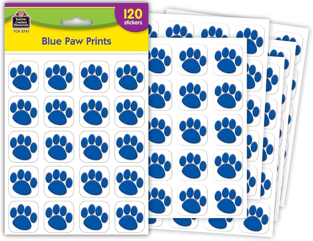 Creative Blue Paw Prints Sticker Set – 120 Durable, Water-Resistant Designs