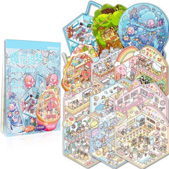 20 Sets of DIY 3D House Scene Cute Cartoon Stickers Kit for Kids & Adults