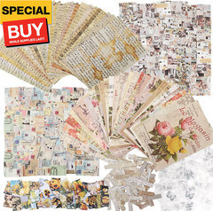 300PCS Vintage Scrapbooking Supplies Scrapbook Paper Journaling Kit Aesthetic De