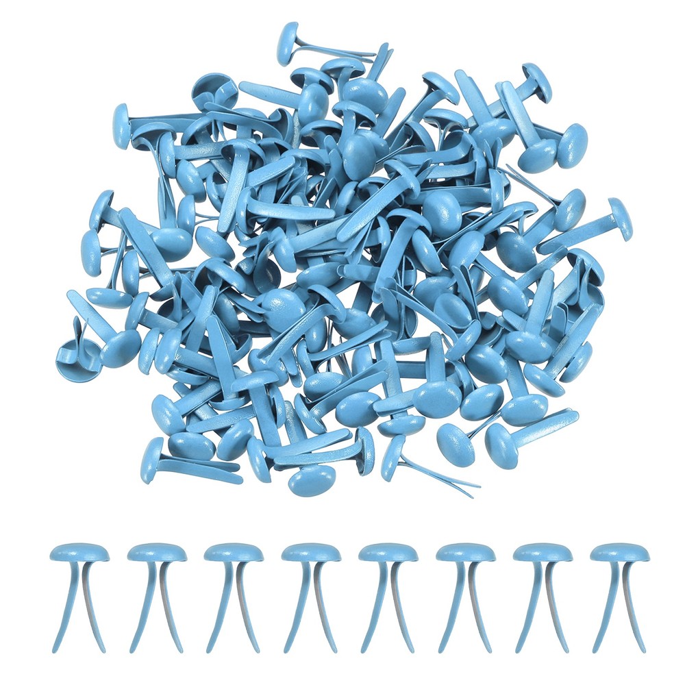 250Pcs Brads Paper Fasteners, 4.5×8 mm Metal Round Head Split Pins, Sky Blue