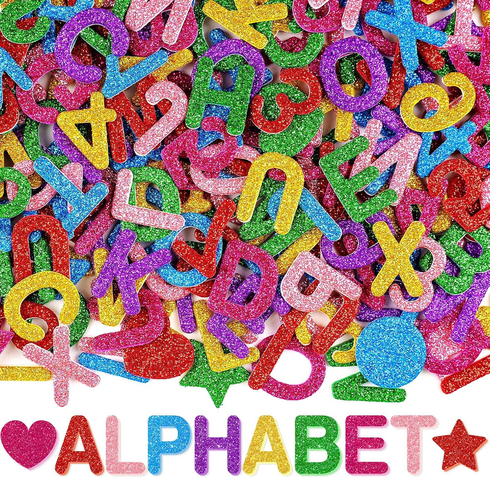 784 Pcs Foam Letter Stickers Glitter, Self-Adhesive Glitter Alphabet Stickers 1