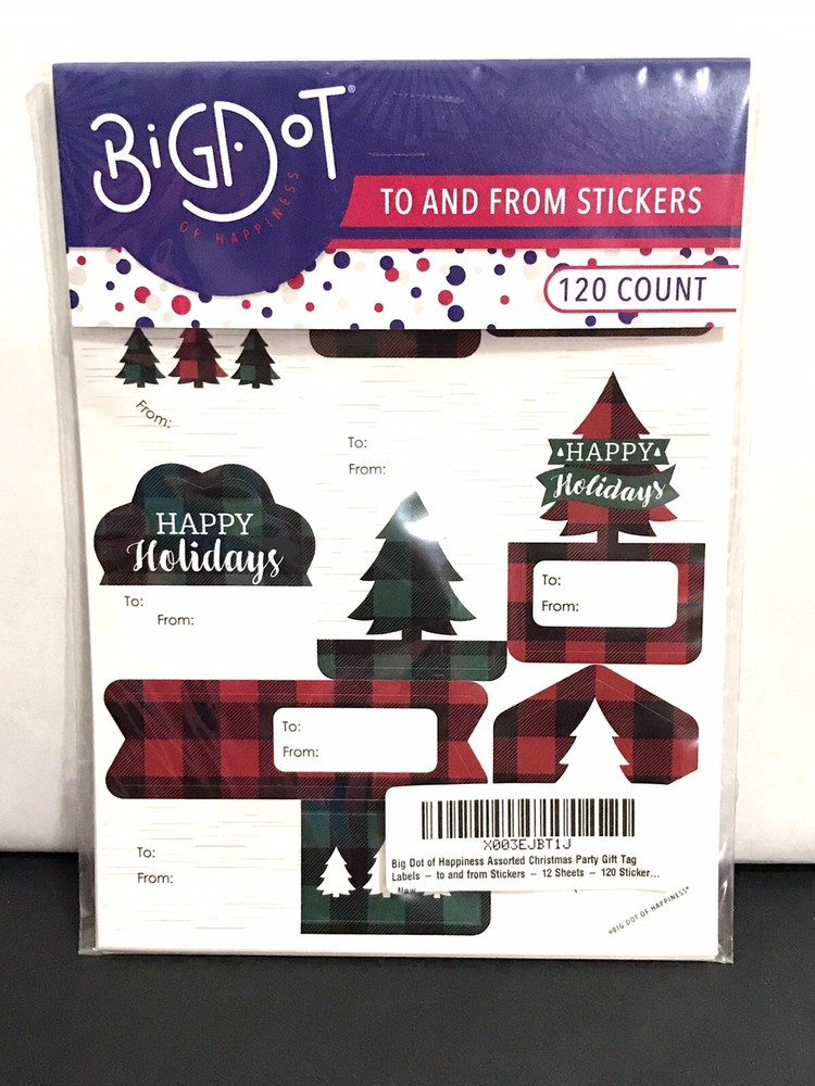 BiGDoT Christmas Gifts TO & FROM Sticker Labels Red & Green Plaid 10 Pages