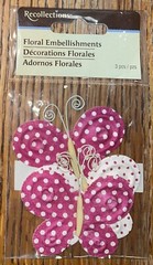 Recollections Pink White Polkadot Butterfly Butterflies Floral, Scrapbook Embell