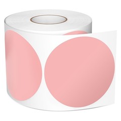 3 Inches Pink Circle Stickers Roll 500 PCS, Self-Adhesive Large Round Color C…