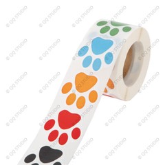 500 1.5in 6 Designs Mix Colors Cat Paw Stickers Chrome Paper Cat Paw Shaped