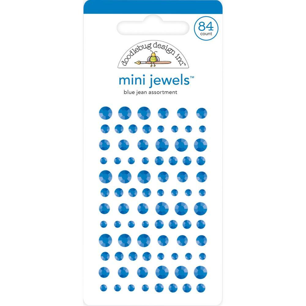 Crafts Doodlebug Mini Jewels Repeats Assorted Sizes Gems Bling Blue Jean