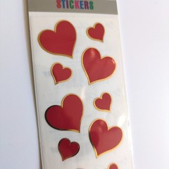 HTF Mrs. Grossman’s Red & Gold Heart Stickers Foil Metallic 2 Sheets New