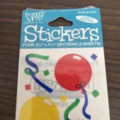 FMI Frances Meyer Balloon Streamers 4 2 1/2″x4 1/2″ Sticker 2 Sheets NIP 402 VTG