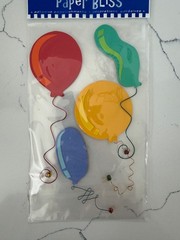 Paper Bliss Adhesive Accent 4PC Multi-Color Balloons w/Wire Scrapbooking Craft
