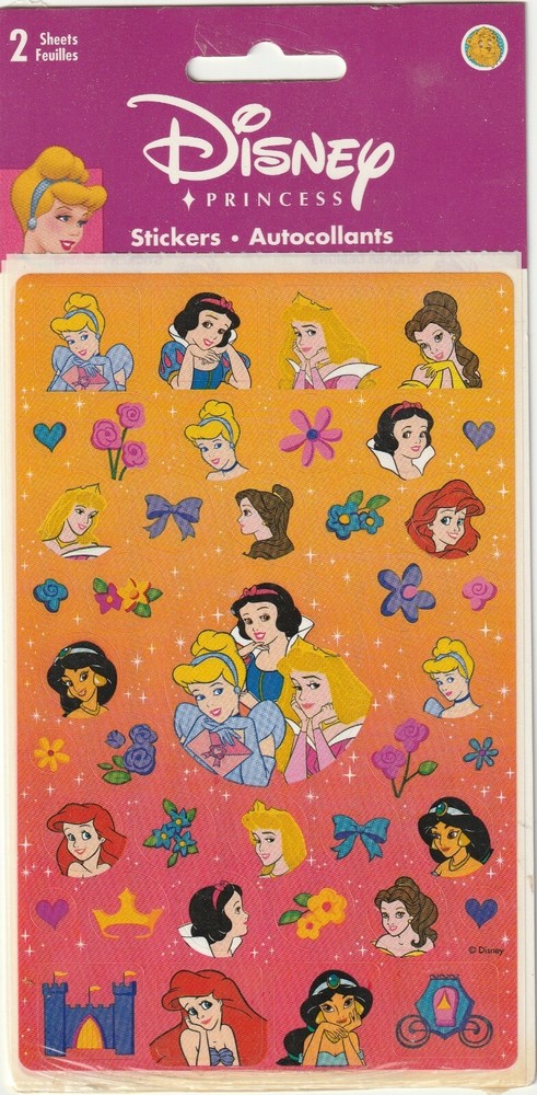 Disney PRINCESSES Vintage Sandylion Stickers 1 Pack of 2 Sheets 08230 FAST SHIP