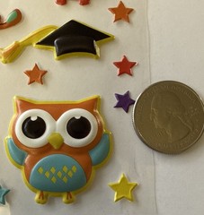 PUFFY GRADUATION OWL Stickers(23pc)Walmart•School •Diploma•Stars•Card Making•