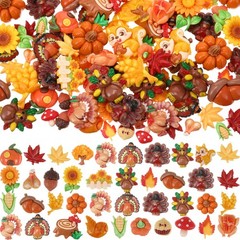 40 Pcs Mixed Color Mini Fall Resin Charms 4.33 Inch
