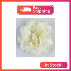 Worlds Lvory Chiffon Ruffled Fabric Flower for DIY Handmade Decorative, Hair Cli