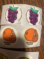 Vintage 3M Scratch & Sniff Stickers Lot – Orange. Grape,banana,lemon,flower