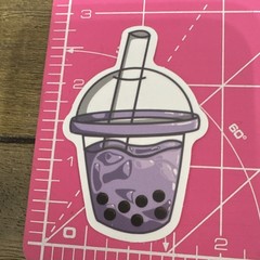 Bubble Tea Boba Drink Stickers Lot, Multicolor Food & Drink Theme (4 pcs)