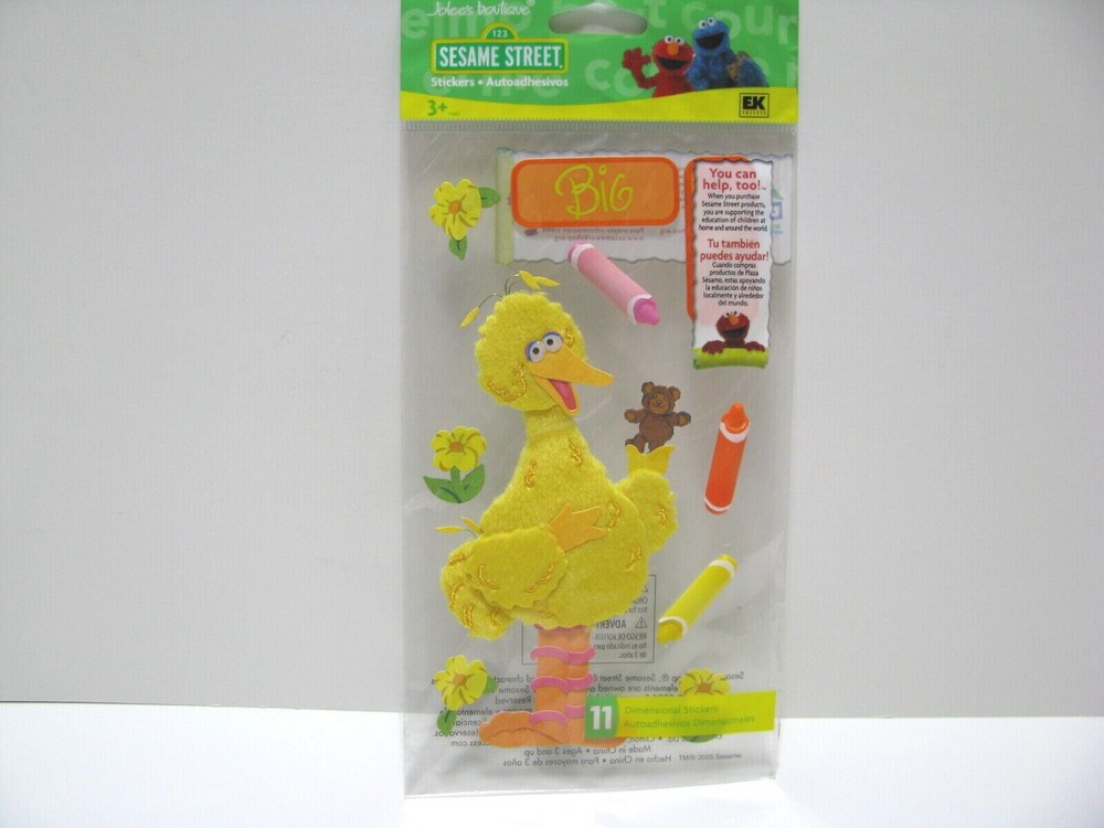 Sesame Street BIG BIRD Scrapbooking Sticker Jolee’s EK Success NIP SSJB07