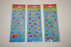 New 2013 Moose Unique Puffy Stickers SHOPKINS Food Items 3 Sheets 72 Pieces