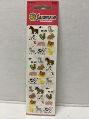 Vintage Sandylion Stickers Farm Animals Cow Chicken Bunny Sealed