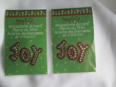 Lot of 6 Vintage Mary Engelbreit Rhinestone Accent Christmas Joy Stickers, New