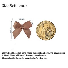50pcs 1.2-Inch Mini Bows for Crafts Satin Ribbon Bows in Khaki Color Gift Appliq