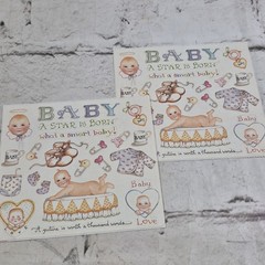 New Baby Arrival Shower Scrapbooking Stickers Lot Of 7 Footprints Family Toys