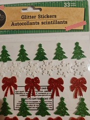 Christmas Trees Snowflakes Bows Dimensional Glitter Foam Stickers 1ea 33pc Pak