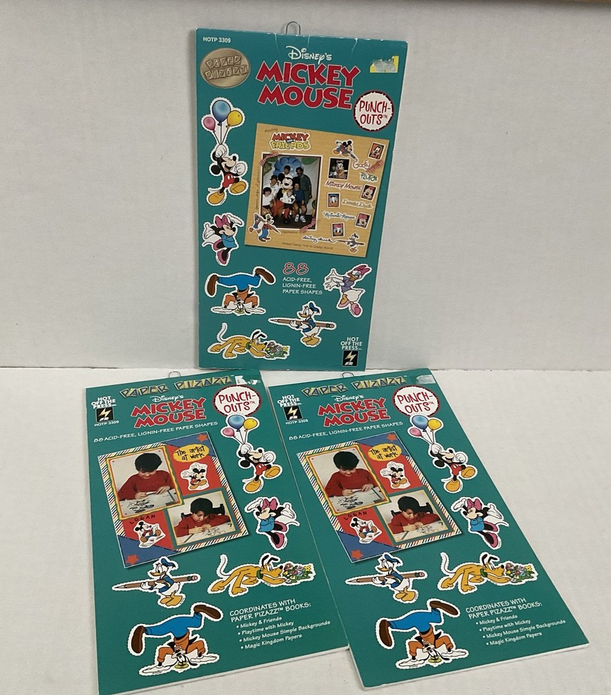 Paper Pizazz HOTP Mickey Mouse 3309 Punch Outs, Lot Of 3