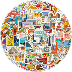 100Pcs World Travel Stickers Pack, Vacation Sticker Famous City Landmark Waterpr